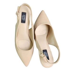 Jones New York Women's Elegant Heels Nude Tan Size 8.5 Slingback Pointed Toe